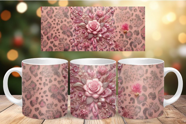 Mug Wrap Sublimation - leopard skin flower