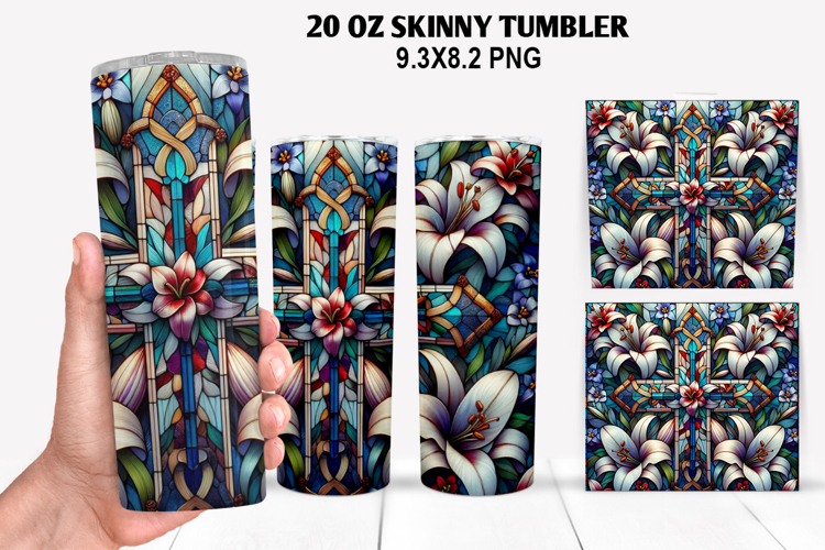 Jesus Flower Skinny Tumbler 20oz Wrap Design, Christmas Tumb