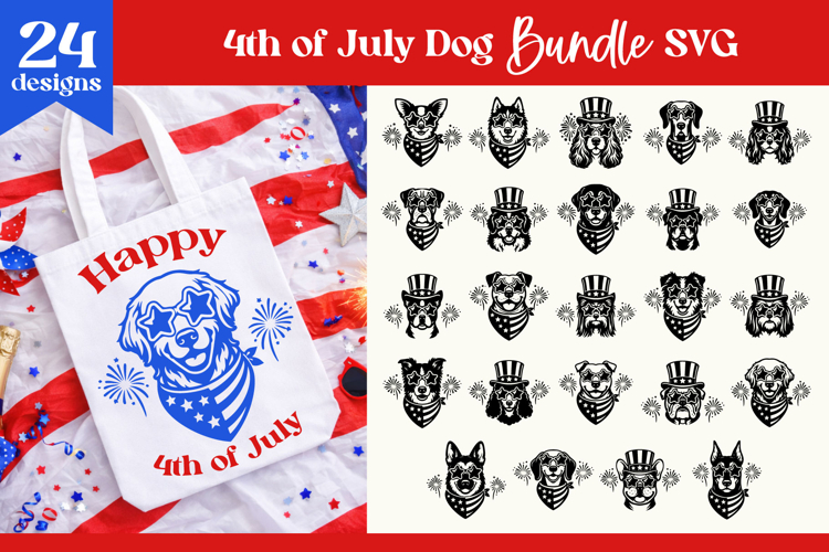 4th of July Dog SVG Bundle | Patriotic Animal Sublimation