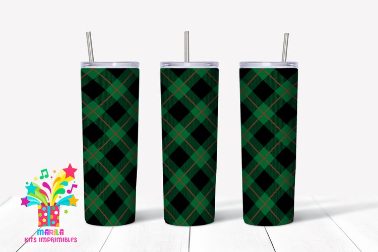 Buffalo Plaid Christmas Skinny tumbler Sublimation #2 example image 1