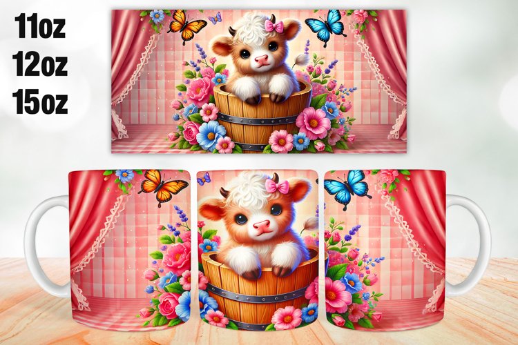 Cow Mug Wrap Sublimation 11oz, 12oz, 15oz