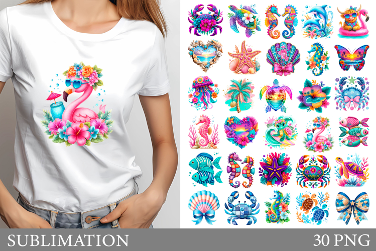 Sea Sublimation Bundle. Sea Animals T-Shirt Design