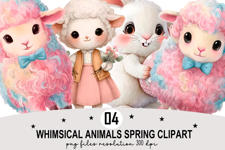 Whimsical Animals Spring Clipart Watercolor png