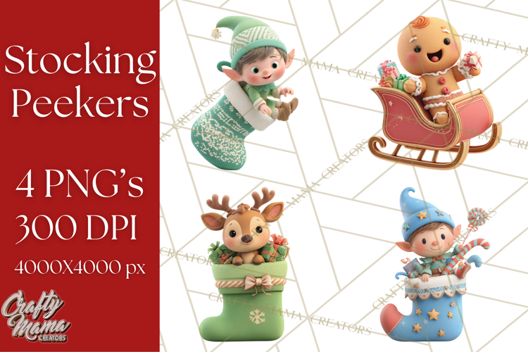 Christmas Stockings & Sleighs Clipart PNG Cute Holiday