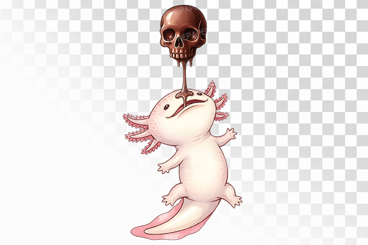 Halloween Axolotl Chocolate Skull Treat PNG Uparupa Animal