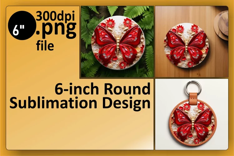 Sparkling 3D Butterfly Surprise: Keychain Sublimation