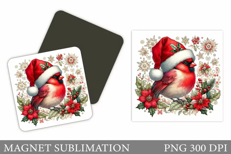 Cardinal Magnet Design. Christmas Magnet Sublimation