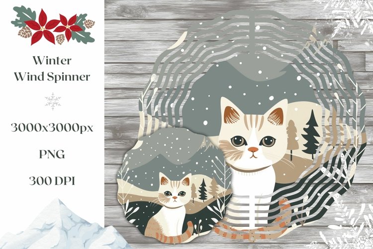 Cat Wind Spinner Sublimation, Winter Forest Wind Spinner