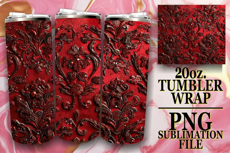 Red Glitter Tumbler Wrap - Sublimatio 20oz