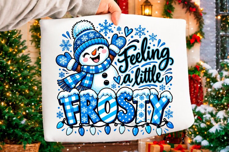 Feeling a Little Frosty Snowman Christmas PNG Christmas T-sh example image 1