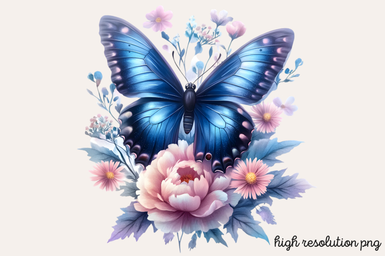 Butterfly Flowers Clipart PNG