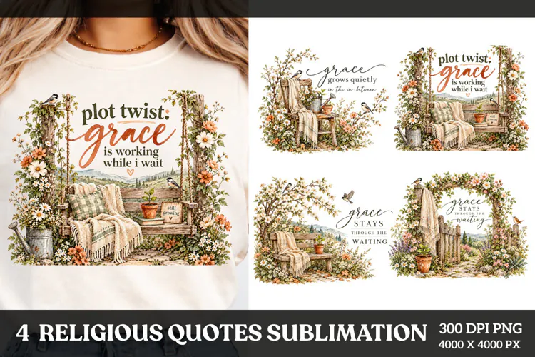4 Religious Quotes Sublimation PNG