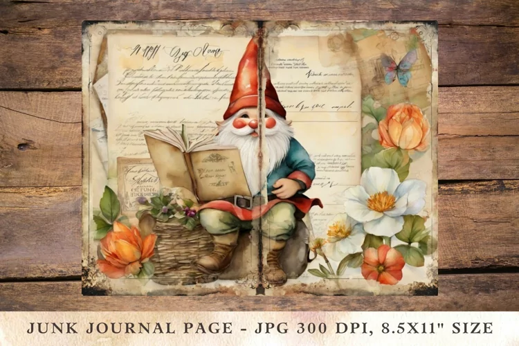 Printable Junk Journal Pages gnome 1