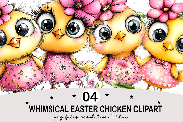 Whimsical Easter Chicken Clipart Png