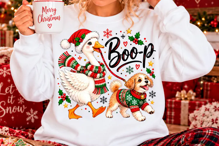 Funny Christmas Goose Boo P Sublimation PNG