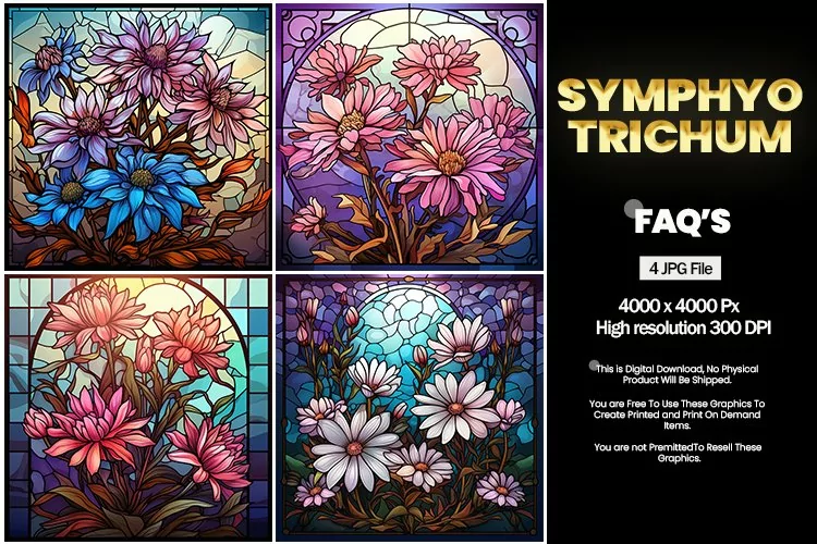 Stained Glass Symphyotrichum Square Coaster - 04 Variations