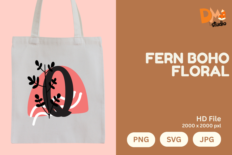 Fern Boho Floral Monogram