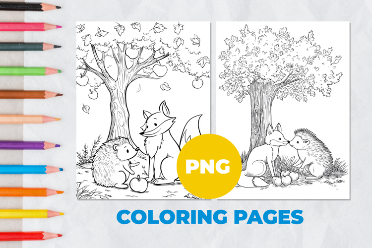 fox and hedgehog in forest Coloring Pages | Coloring book