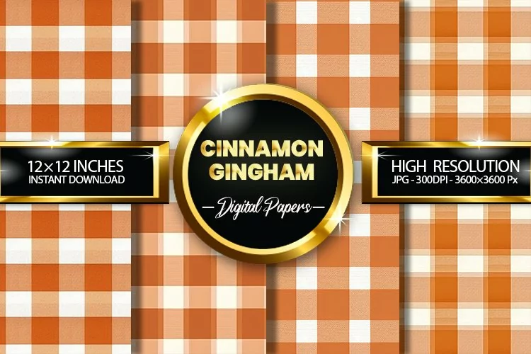 Cinnamon Gingham Digital Papers - 04 Variations