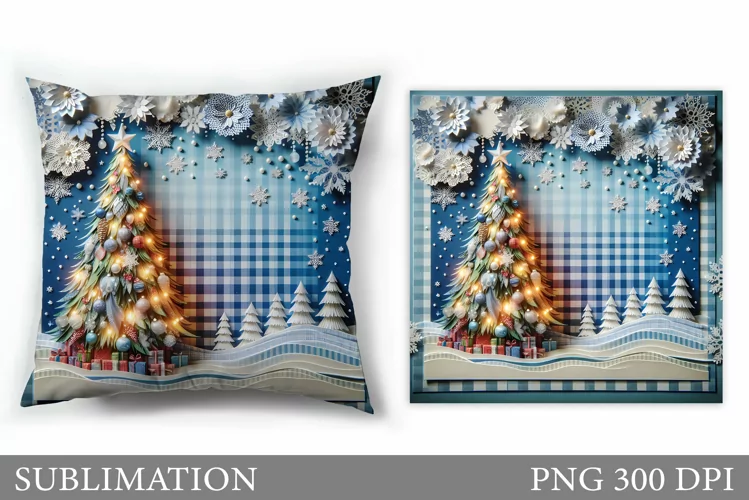 Christmas Tree Pillow Design. Christmas Tree Sublimation