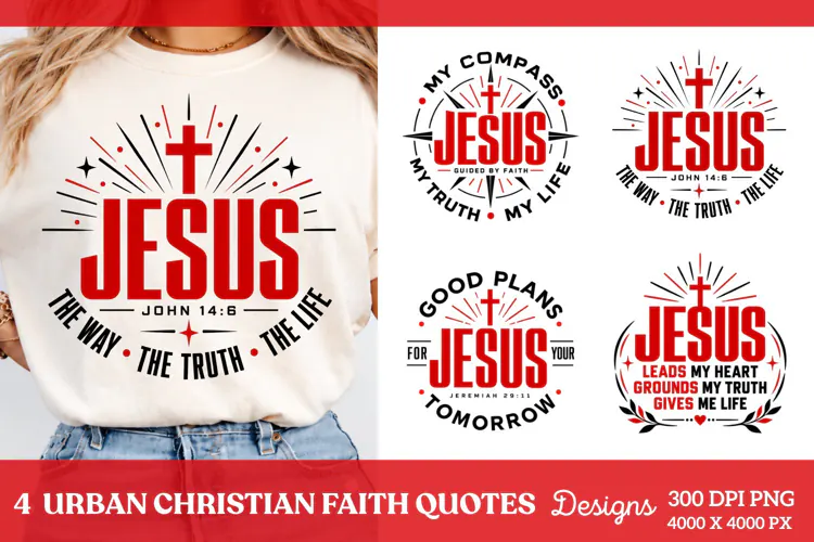 4 Urban Christian Faith Shirt PNG Designs, 4 Christian Grace