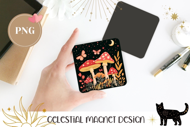 Mushrooms Magnet, Celestial Magnet, Forest Magnet Template