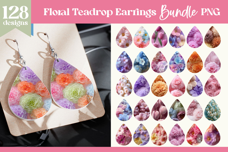 Faux Fur Spring Floral Teardrop Earring Sublimation Bundle