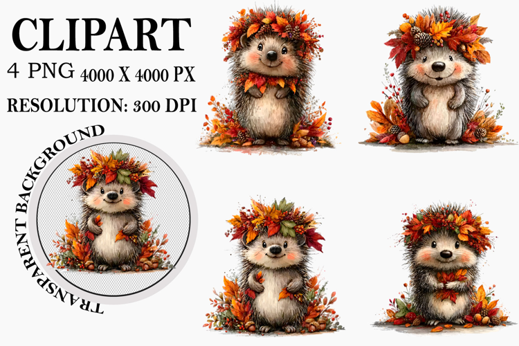 Whimsical Woodland Fall Animals Clipart Watercolor PNG