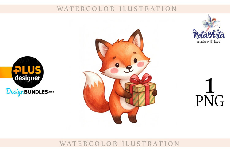 Illustration of a cute Christmas fox example image 1
