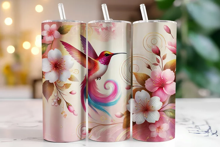 Bird & Flower Tumbler Wrap | Sublimation | Tumblers
