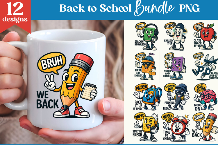 Back to School Cartoon PNG Bundle | Funny DTF Pack