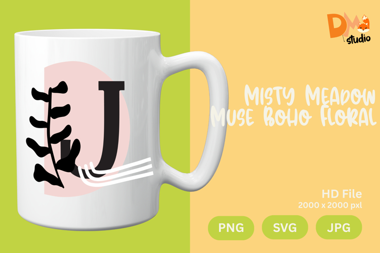 Misty Meadow Muse Boho Floral Monogram