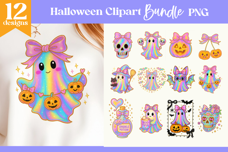 Halloween Iridescent Coquette Sublimation Design Bundle PNG