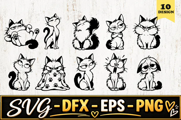 Grumpy Kitten Expressions SVG PNG