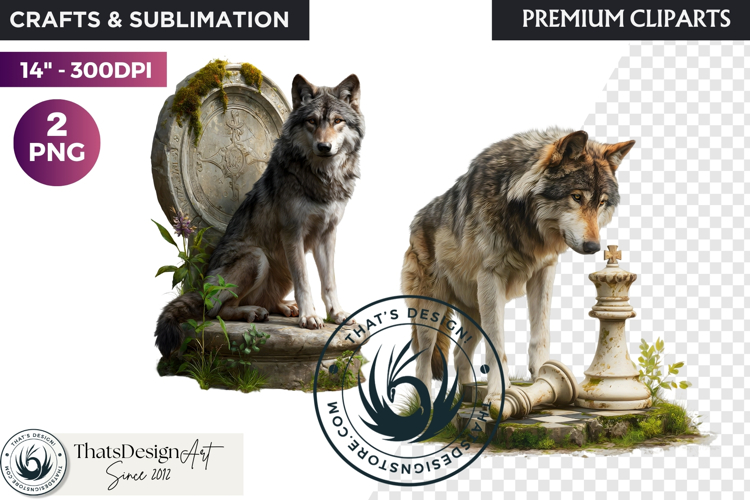 Watercolor Mystic Wolf Fantasy Clipart animal PNG Graphics