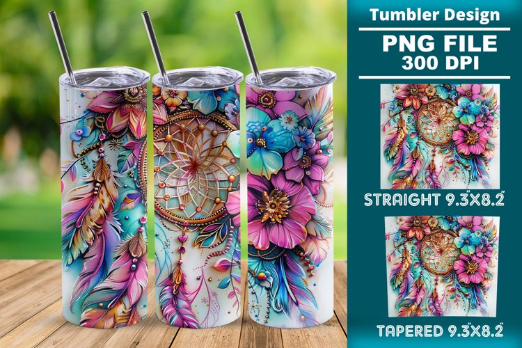 Dreamcatcher 20oz skinny Tumbler wrap design png