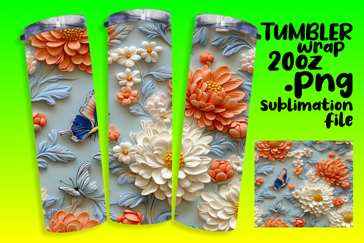 20oz Sublimation Design Download , 3D Flower
