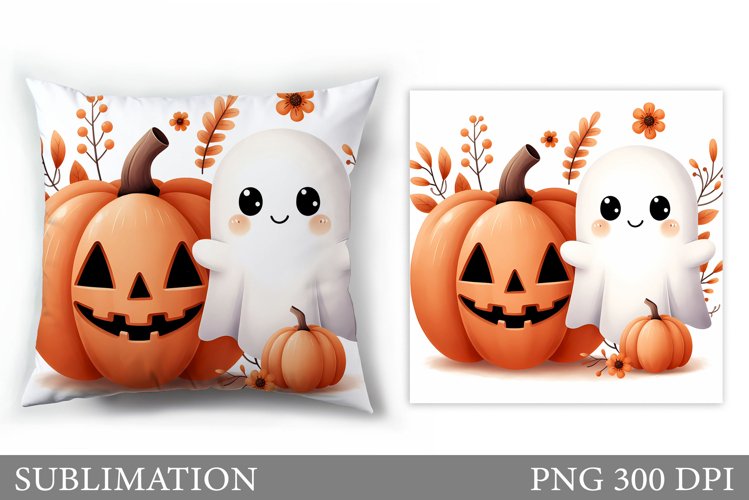 Fall Ghost Pillow Sublimation. Cute Ghost Pillow Design