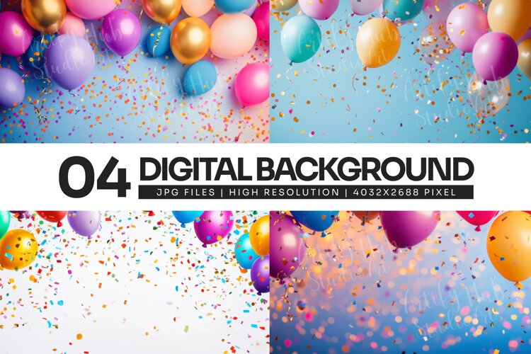 Colorful Balloon Confetti Background example image 1