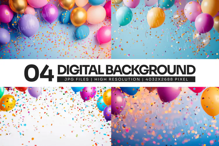 Colorful Balloon Confetti Background