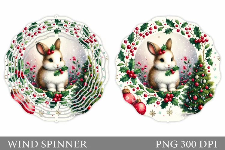 Christmas Bunny Wind Spinner. Christmas Wind Spinner