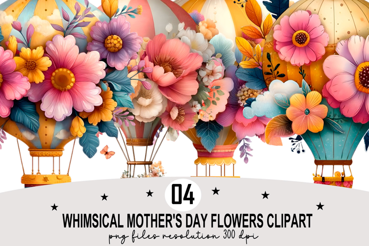 Whimsical Mothers Day Flowers Clipart Watercolor PNG