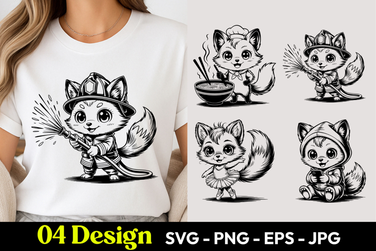 Angel Fox Cartoon SVG PNG