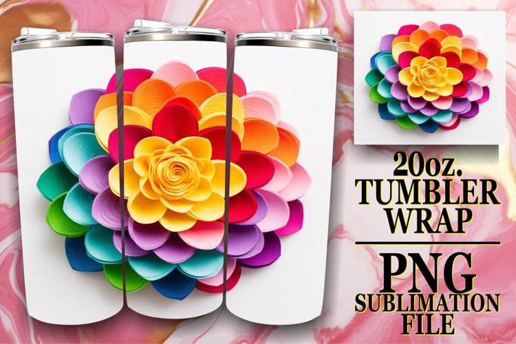 3D Blooms Sublime Tumbler Wrap 20oz example image 1