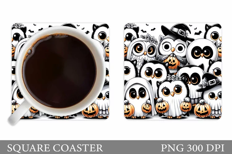 Halloween Owl Coaster Design. Halloween Coaster Sublimation