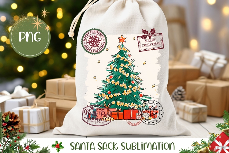 Cartoon Christmas Santa Sack, Funny Christmas Gift Bag