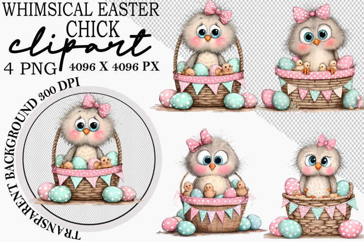 Whimsical Easter Chick Clipart