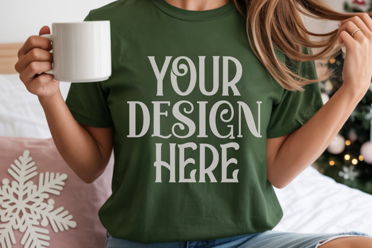 Blue Spruce Comfort Colors 1717 Christmas Mockup, CC 1717