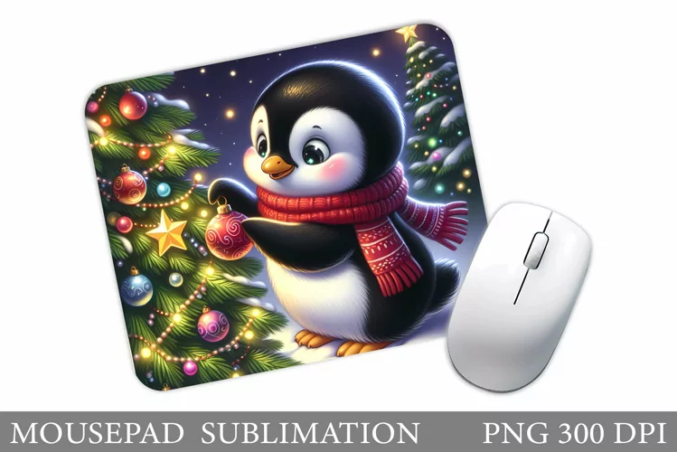 Cute Penguin Mouse Pad. Christmas Penguin Mouse Pad Design
