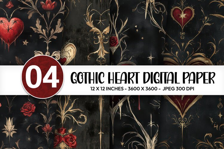 Gothic Heart Digital Paper example image 1